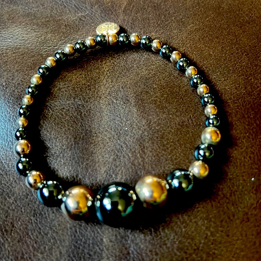 Rustic Cuff Robyn Bracelet. Rose Gold & Steel Blue